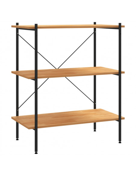 Scaffale con 3 Mensole Nero e Rovere 80x40x92 cm