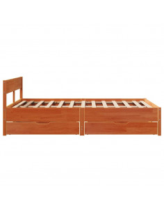 Letto senza Materasso Marrone Cera 135x190 cm in Legno di Pino 2