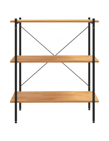 Scaffale con 3 Mensole Nero e Rovere 80x40x92 cm