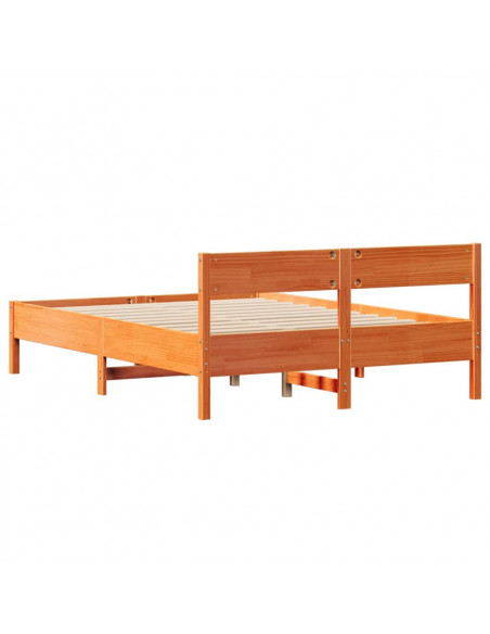 Letto senza Materasso Marrone Cera 135x190 cm in Legno di Pino
