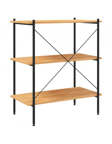 Scaffale con 3 Mensole Nero e Rovere 80x40x92 cm