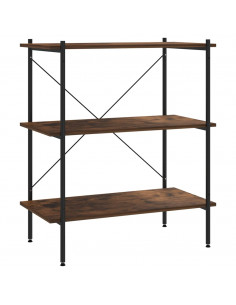 Scaffale con 3 Mensole Nero e Naturale 80x40x92 cm 2