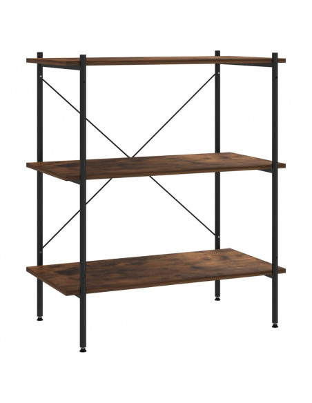 Scaffale con 3 Mensole Nero e Naturale 80x40x92 cm