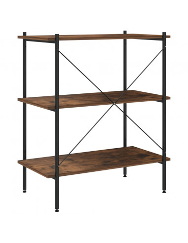 Scaffale con 3 Mensole Nero e Naturale 80x40x92 cm