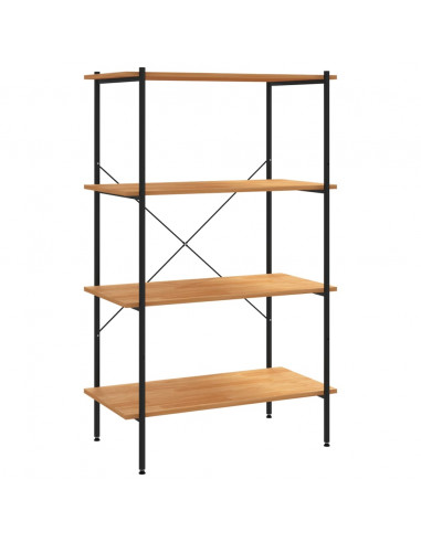Scaffale con 4 Mensole Nero e Rovere 80x40x130 cm