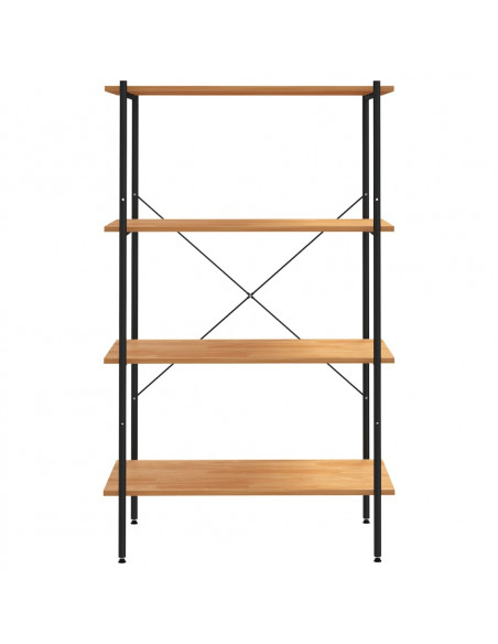 Scaffale con 4 Mensole Nero e Rovere 80x40x130 cm