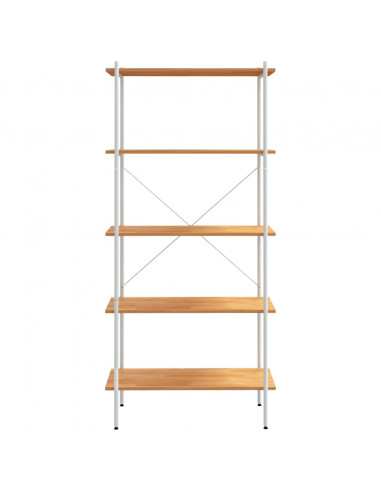 Scaffale con 5 Mensole Bianco e Rovere 80x40x163 cm
