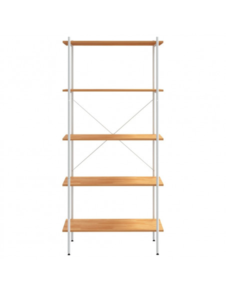 Scaffale con 5 Mensole Bianco e Rovere 80x40x163 cm