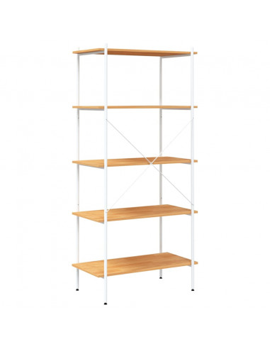 Scaffale con 5 Mensole Bianco e Rovere 80x40x163 cm