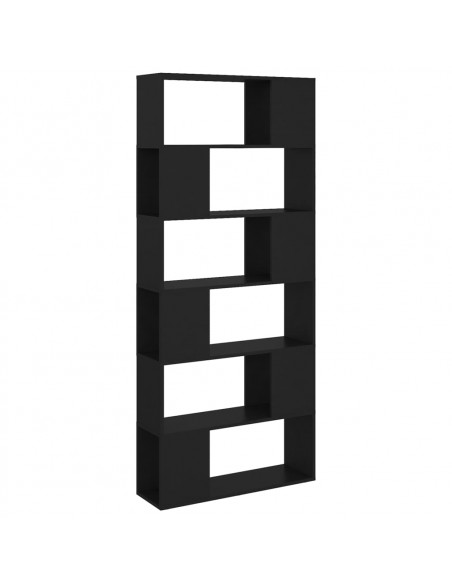 Libreria/Divisorio Nero 80x24x186 cm in Truciolato