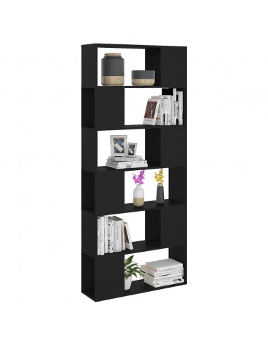 Libreria/Divisorio Nero 80x24x186 cm in Truciolato