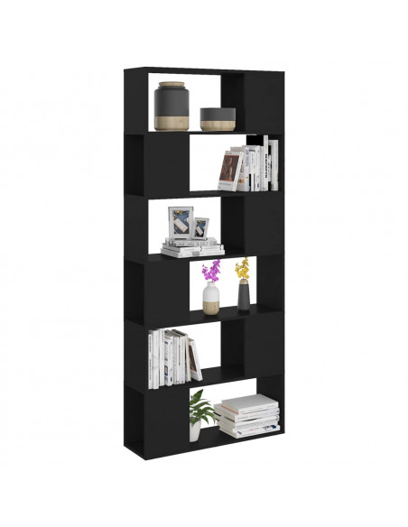 Libreria/Divisorio Nero 80x24x186 cm in Truciolato