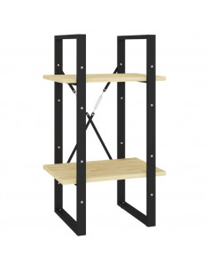 Libreria a 2 Ripiani 40x30x70 cm in Legno Massello di Pino 2