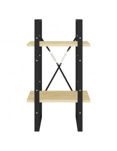 Libreria a 2 Ripiani 40x30x70 cm in Legno Massello di Pino