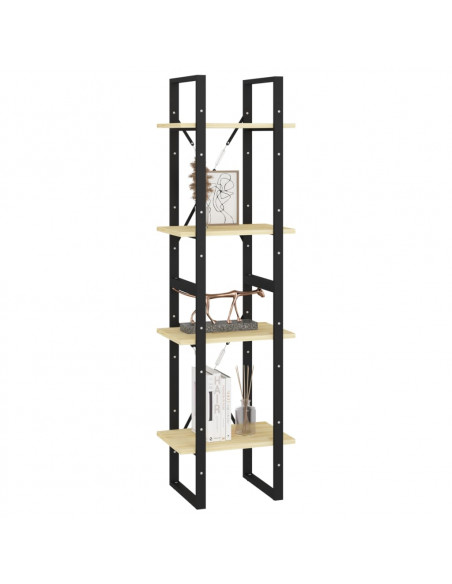 Libreria a 4 Ripiani 40x30x140 cm in Legno Massello di Pino