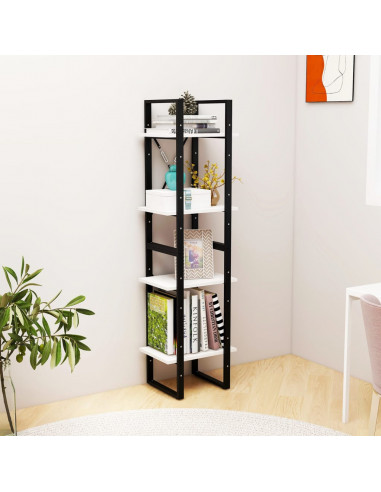 Libreria a 4 Ripiani Bianca 40x30x140 cm in Massello di Pino