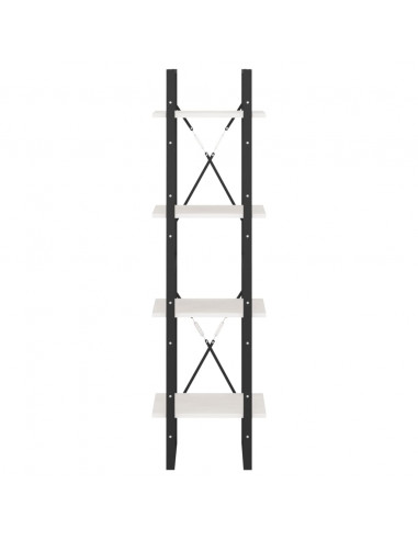 Libreria a 4 Ripiani Bianca 40x30x140 cm in Massello di Pino