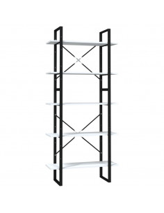 Libreria a 5 Ripiani Bianca 80x30x175 cm in Legno Multistrato 2