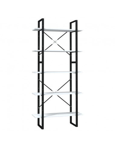 Libreria a 5 Ripiani Bianca 80x30x175 cm in Legno Multistrato