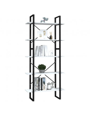 Libreria a 5 Ripiani Bianca 80x30x175 cm in Legno Multistrato