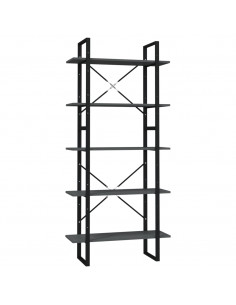 Libreria a 5 Ripiani Grigia 80x30x175 cm in Legno Multistrato 2