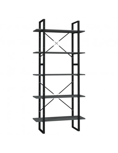 Libreria a 5 Ripiani Grigia 80x30x175 cm in Legno Multistrato