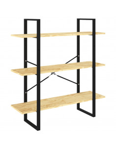 Libreria a 3 Ripiani 100x30x105 cm in Legno Massello di Pino 2