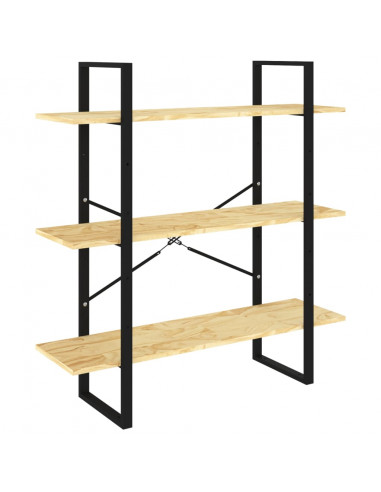 Libreria a 3 Ripiani 100x30x105 cm in Legno Massello di Pino