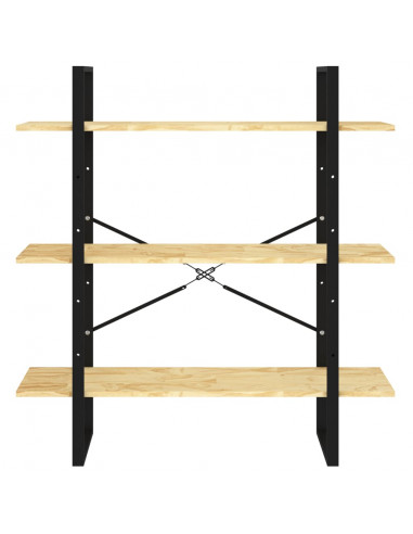 Libreria a 3 Ripiani 100x30x105 cm in Legno Massello di Pino