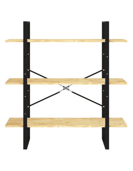 Libreria a 3 Ripiani 100x30x105 cm in Legno Massello di Pino