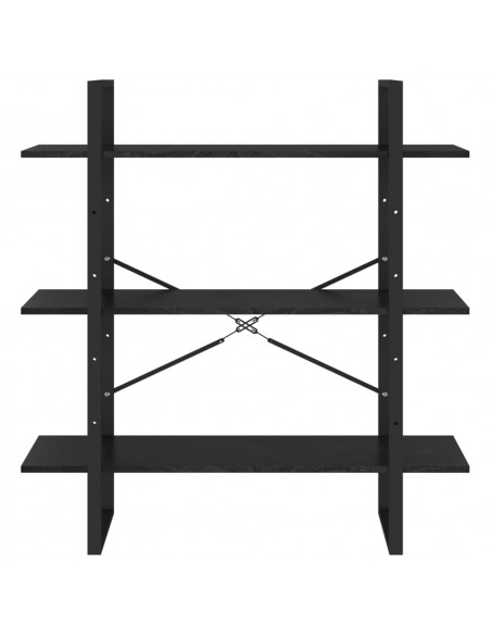 Libreria a 3 Ripiani Nera 100x30x105 cm in Massello di Pino