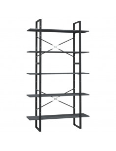 Libreria a 5 Ripiani Grigia 100x30x175 cm in Legno di Pino 2