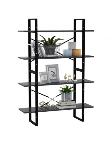 Libreria a 4 Ripiani Grigia 100x30x140 cm in Legno Multistrato