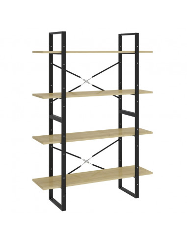 Libreria 4 Ripiani Rovere Sonoma 100x30x140cm Legno Multistrato