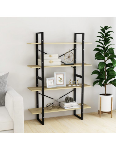 Libreria 4 Ripiani Rovere Sonoma 100x30x140cm Legno Multistrato