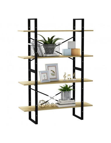 Libreria 4 Ripiani Rovere Sonoma 100x30x140cm Legno Multistrato