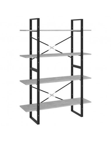 Libreria 4Ripiani Grigio Cemento 100x30x140cm Legno Multistrato