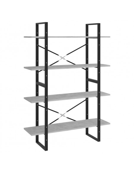 Libreria 4Ripiani Grigio Cemento 100x30x140cm Legno Multistrato