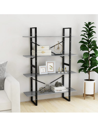 Libreria 4Ripiani Grigio Cemento 100x30x140cm Legno Multistrato