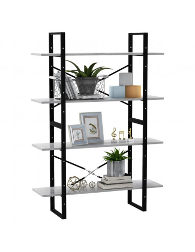 Libreria 4Ripiani Grigio Cemento 100x30x140cm Legno Multistrato