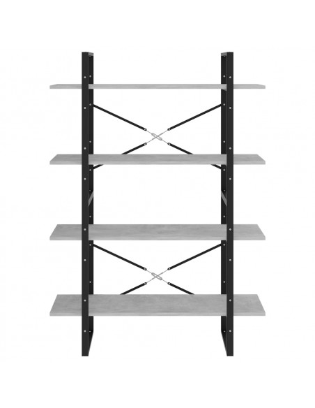 Libreria 4Ripiani Grigio Cemento 100x30x140cm Legno Multistrato