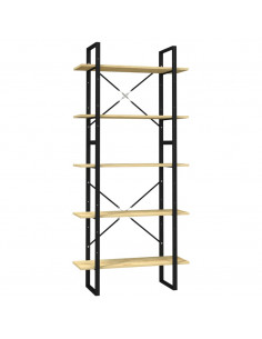 Libreria a 5 Ripiani 80x30x175 cm in Legno Massello di Pino 2