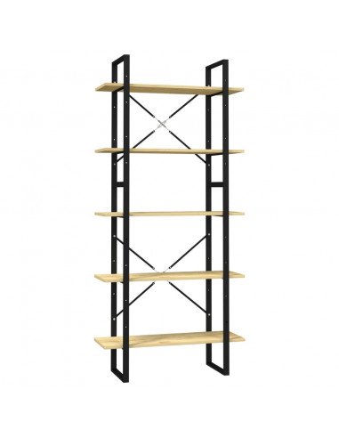 Libreria a 5 Ripiani 80x30x175 cm in Legno Massello di Pino