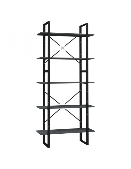 Libreria a 5 Ripiani Grigia 80x30x175 cm in Legno di Pino