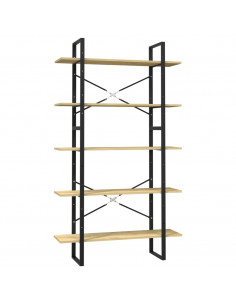 Libreria a 5 Ripiani 100x30x175 cm in Legno Massello di Pino 2