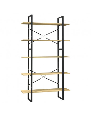 Libreria a 5 Ripiani 100x30x175 cm in Legno Massello di Pino