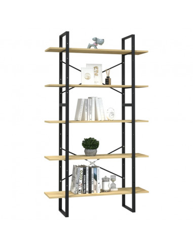 Libreria a 5 Ripiani 100x30x175 cm in Legno Massello di Pino