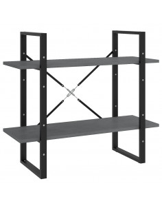 Libreria a 2 Ripiani Grigia 80x30x70 cm in Massello di Pino 2