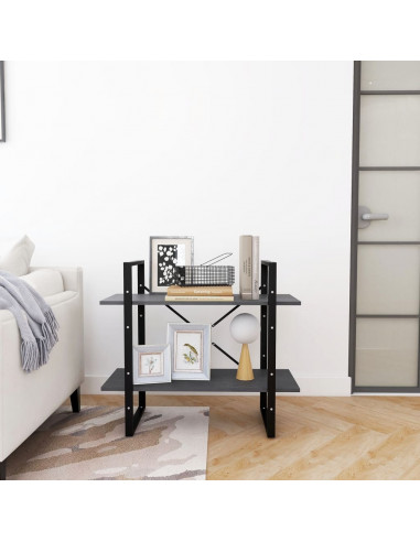 Libreria a 2 Ripiani Grigia 80x30x70 cm in Massello di Pino