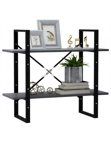 Libreria a 2 Ripiani Grigia 80x30x70 cm in Massello di Pino